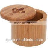 Kitchen Cylinder Gift Bamboo Wooden Round Salt Box thumbnail-2
