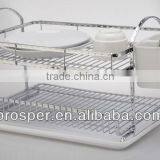 Kitchen Metal Dish Rack With White Plastic Bottom Seat thumbnail-1