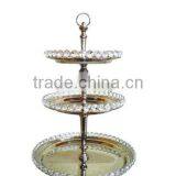 SILVER PLATED BEADED 3 TIER WEDDING CAKE STAND, FANCY WEDDING FRUIT STAND