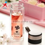 Double deck glass toughened heat Portable business office cup car filter straight flowers male tea cups
