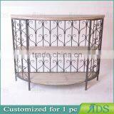 Antique Metal Frame Console Table With 4 Wood Drawers and Shelf thumbnail-1