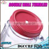 NBRSC Double Wall Insulated Plastic Jar Tumbler Mug With Striped Straws thumbnail-4
