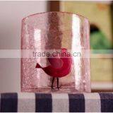 Scrub-shaped Stainless Steel & Cracked Glass Home Decorative Candle Holder