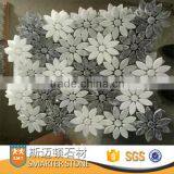 Pure White Marble Mosaic Flower Mix Grey Mosaic Tile thumbnail-1