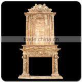 Hand Carved Indoor Overmantel Artificial Marble Fireplace Surround thumbnail-2