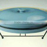 Ceramic Oval Casserole With Rack & Tealight thumbnail-1