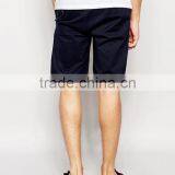 Hot Sale Latest Custom Two Back Pocket Men's Navy Slim Fit 98% Cotton 2% Elastane Twill Button Fly Casual Blank Shorts thumbnail-2
