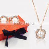 Rose Gold Plated Pearl With CZ Stuuded Party Wear PendantSet thumbnail-4