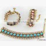 Retro Style Big Turquoise Gold Bangle Yiwu Wide Turquoise Cuff Bangle for Rock Jewelry thumbnail-6