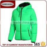High Quality Women Sport Leisure Wearing Green Color Short Goose Down Jacket For Sale