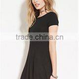 The Classic Posed a Short-sleeved Dress Pure Color thumbnail-3