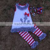 2015 New Hot Sell Anchor Red White Girl Outfits With Matching Necklace and Bow Wholesale Set thumbnail-3