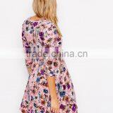 Maternity Wrap Skater Dress in Floral China Supplier thumbnail-2