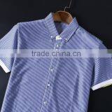 Latest Button Downs Stripe Short Sleeves Summer Cotton Men Shirts thumbnail-1