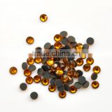 Crystal Shiny round flat back hot fix rhinestones in Topaz for Garment Accessories