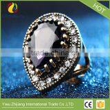 Big Water Drops Black Ring For Women Plating Gold Mosaic CZ Zircon Turkey Jewelry Vintage Wedding Fine RING thumbnail-3