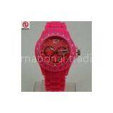 Promotional Fuchsia Wristband Silicone Ice Watch For Ladies / Women / Girls