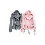 Korea Pink Two Row Button Coat-Women Lapel Jacket