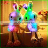 cute floral motifs plush ribbit bunny toy LED stuffed doll
