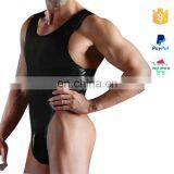 Hot Sexy Black Wet Look Leather Catsuit For Men thumbnail-3