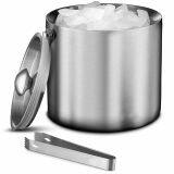 Stainless Steel Ice Bucket With Tongs - 3 Liter Double Walled Insulated With Airtight Leak Resistant Lid and Carrying Handle – Mirror Polish Finish – Elegant Gift thumbnail-4