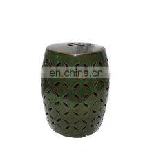 Solid Green Ceramic Antique Bed End Stool for Living Room