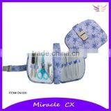 Button Closure Cosmetic Bag With Professional Manicure Set