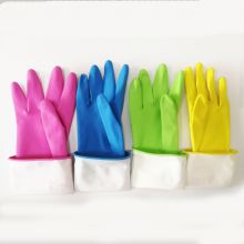 Latex Household Gloves Spray Flocklined Green Color