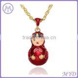 Metal Russian Matryoska Doll Pendant Charm Necklace thumbnail-6