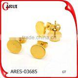 18K Gold Plate 2 Gram Gold Beautiful Designed Earring Round Coin Earring Stud thumbnail-1