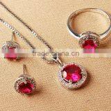 2015 Latest Design Popular Fashion New Design Diamond Ruby Necklace Set