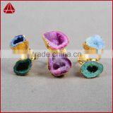 New Fashion Agate Druzy Geodel Ring With Natural Gemstone for Women Girl Jewellery thumbnail-3