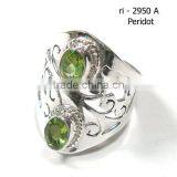 Peridot Rings 925 Sterling Silver Jewelry Green Stone Rings Jaipur Jewelry 925 Stamped Rings thumbnail-1