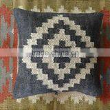 Hand Woven Kilim Pillow Cover Indian Jute Cushions 18X18 Decorative Throw Shams thumbnail-3