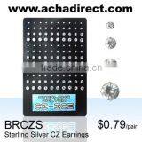 60 Pair Board Round Clear (CZ) Earring Studs, 2mm-5mm Size thumbnail-1