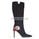New Model Italian Style Suede Leather Women Knee Boots Winter Warmth High Heel Fashion Knee Boots thumbnail-2