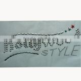 factory sale iron on rhinestone transfer holly wood letters design hot fix motif