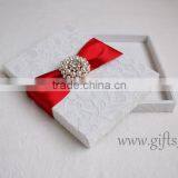 Luxury Wedding Gatefold Silk Invitation Box With Brooch