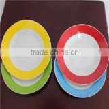 High quality AB grade white pocelain soup bowls with brand color edge