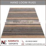 Stripes design Hand Woven Loom Wool Rug Supplier from India