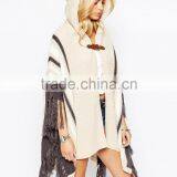 Ladies Knitted Hooded Buckle Caped Cardigan thumbnail-1