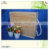 Factory Price String Handle 3 Bottles Bamboo Wooden Crate Box thumbnail-6