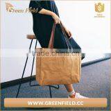 Green Field Big Brown Washable Kraft Paper Shopping Tote Bag thumbnail-3