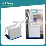 Toprank Japanese Hot Sale Mini V Shape Creative Novelty Corner Toilet Rim Brush Plastic Handle Curved Toilet Brush With Stand thumbnail-1