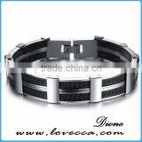 Wholesale Stainless Steel Charm pu Leather Bracelet Man thumbnail-3