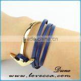 Fashion Jewelry Wholesale Leather Steel Anchor Hook Bracelet Men ,Custom Jewelry Leather Nautical Bracelet thumbnail-5