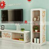 New Design Modern Home Furniture 3 Tier Wood Organizer Living Room Storage Cabinet With Carving Flower thumbnail-3