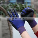 NMSAFETY 18 Gauge Navy Blue Nylon Liner Palm Coated Black PU Working Glove/protective Gloves thumbnail-1