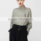Autumn Women's Shirts Blouses 2017 100% Viscose Rounded Neck Long Sleeve Blouses thumbnail-4