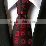 HDYF-48 Red in Black Jacquard Woven Tie for Men/male Neck Tie thumbnail-1
